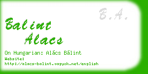 balint alacs business card