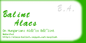 balint alacs business card